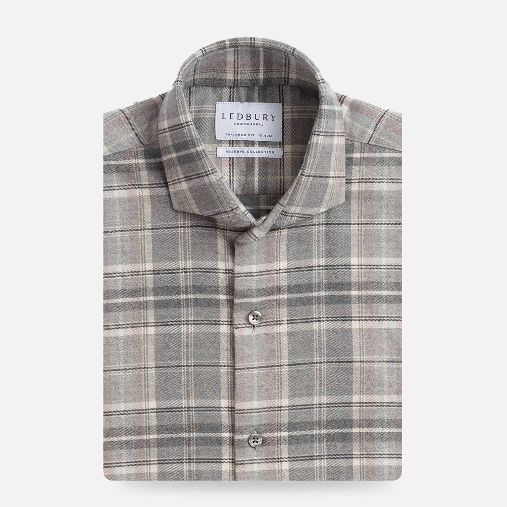 The Light Grey Callisto Cashmere Plaid Casual Shirt Casual Shirt- Ledbury