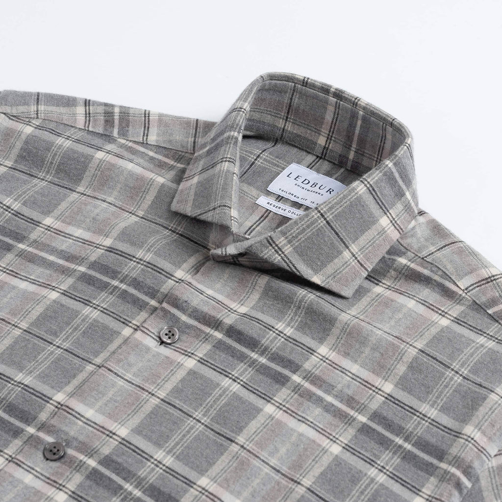 The Light Grey Callisto Cashmere Plaid Casual Shirt Casual Shirt- Ledbury