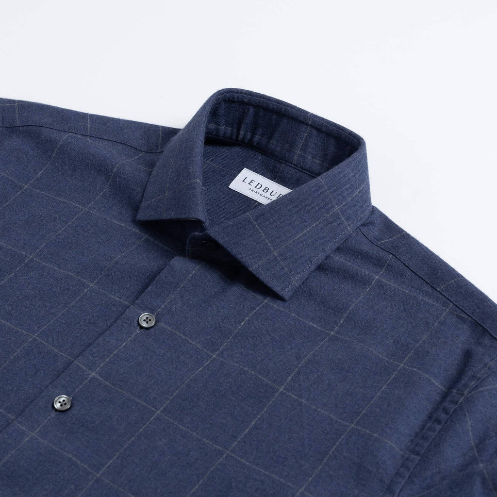 The Navy Heather Cardwell Cashmere Windowpane Casual Shirt Casual Shirt- Ledbury