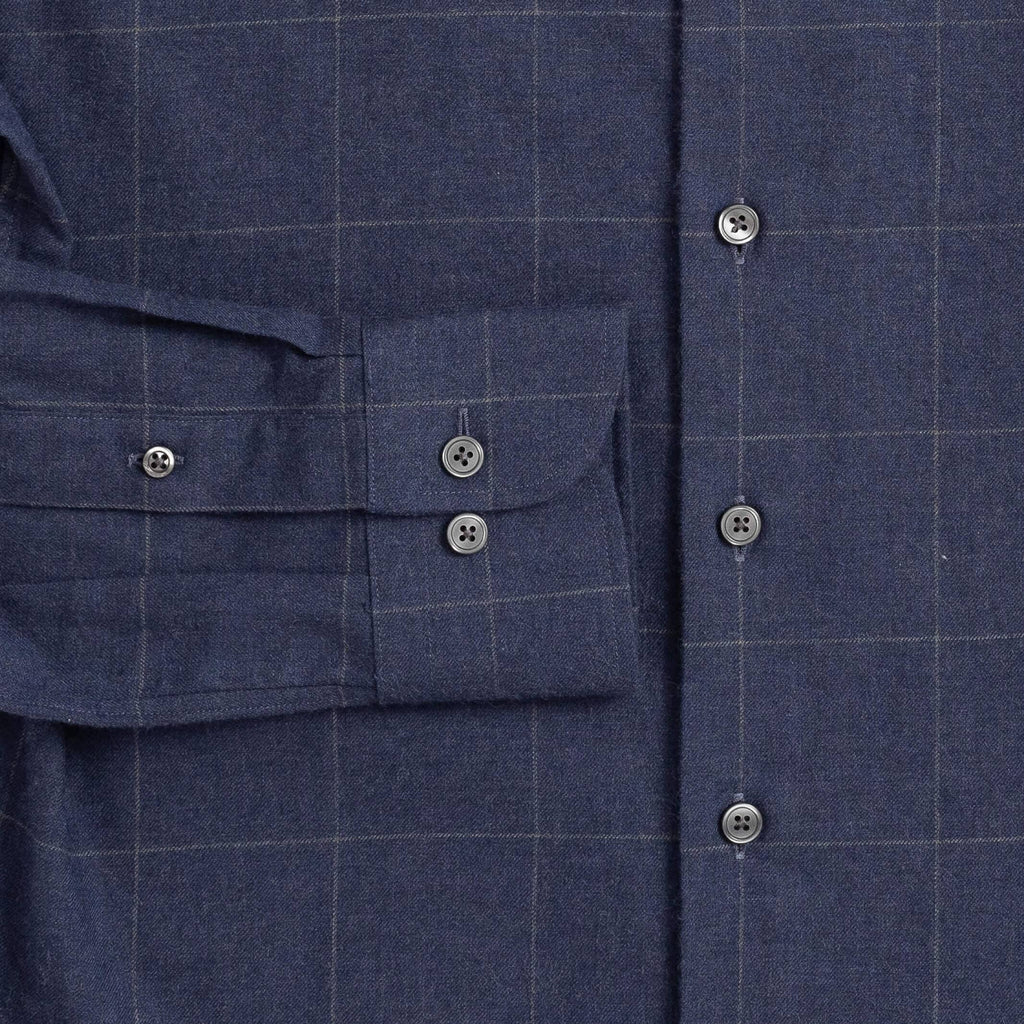The Navy Heather Cardwell Cashmere Windowpane Casual Shirt Casual Shirt- Ledbury