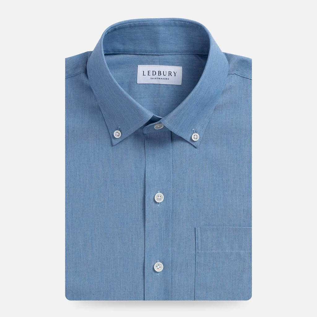 The Washed Indigo Chano Stretch Custom Shirt Custom Casual Shirt- Ledbury