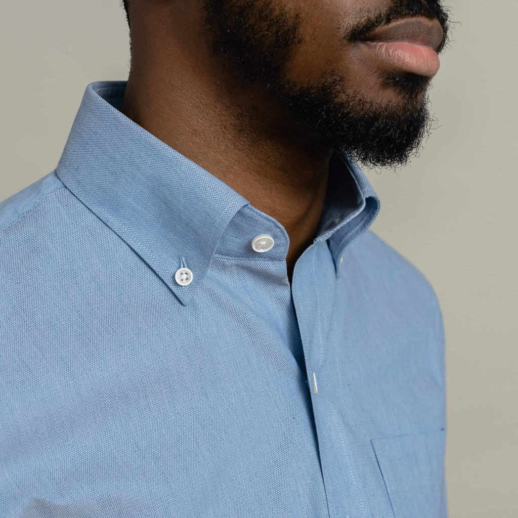 The Washed Indigo Chano Stretch Custom Shirt Custom Casual Shirt- Ledbury