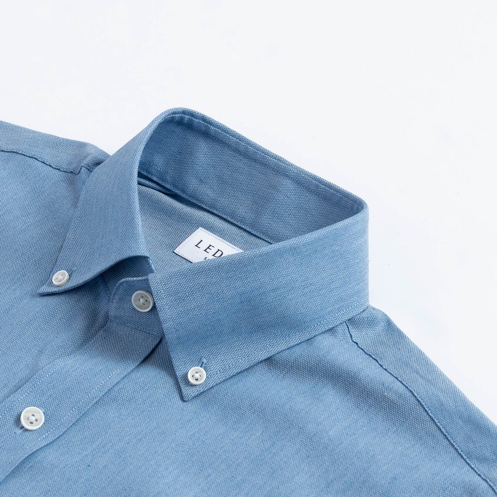 The Washed Indigo Chano Stretch Custom Shirt Custom Casual Shirt- Ledbury