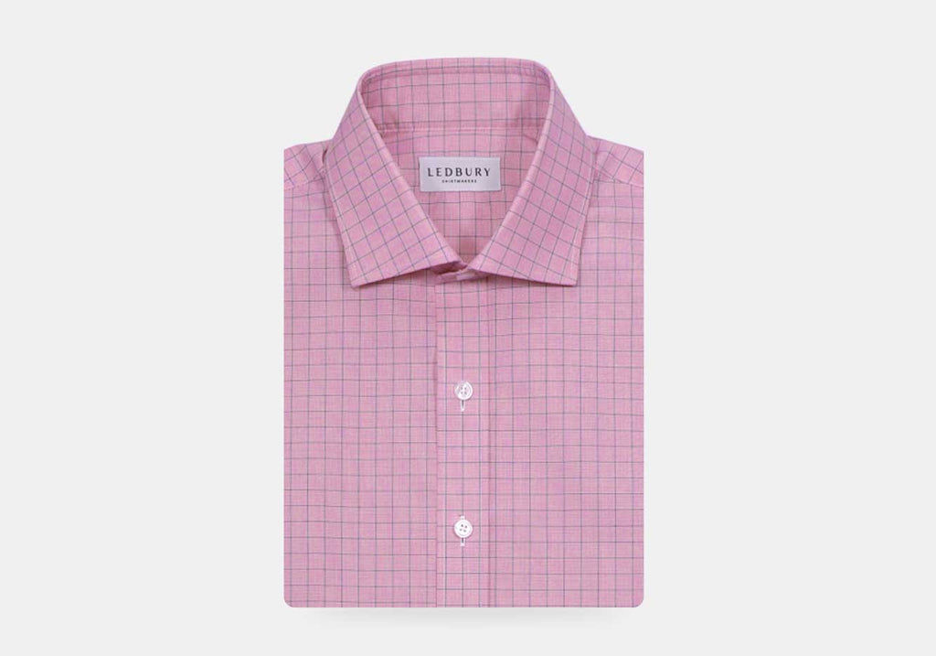 The Pink Clarendon Check Custom Shirt Custom Dress Shirt- Ledbury