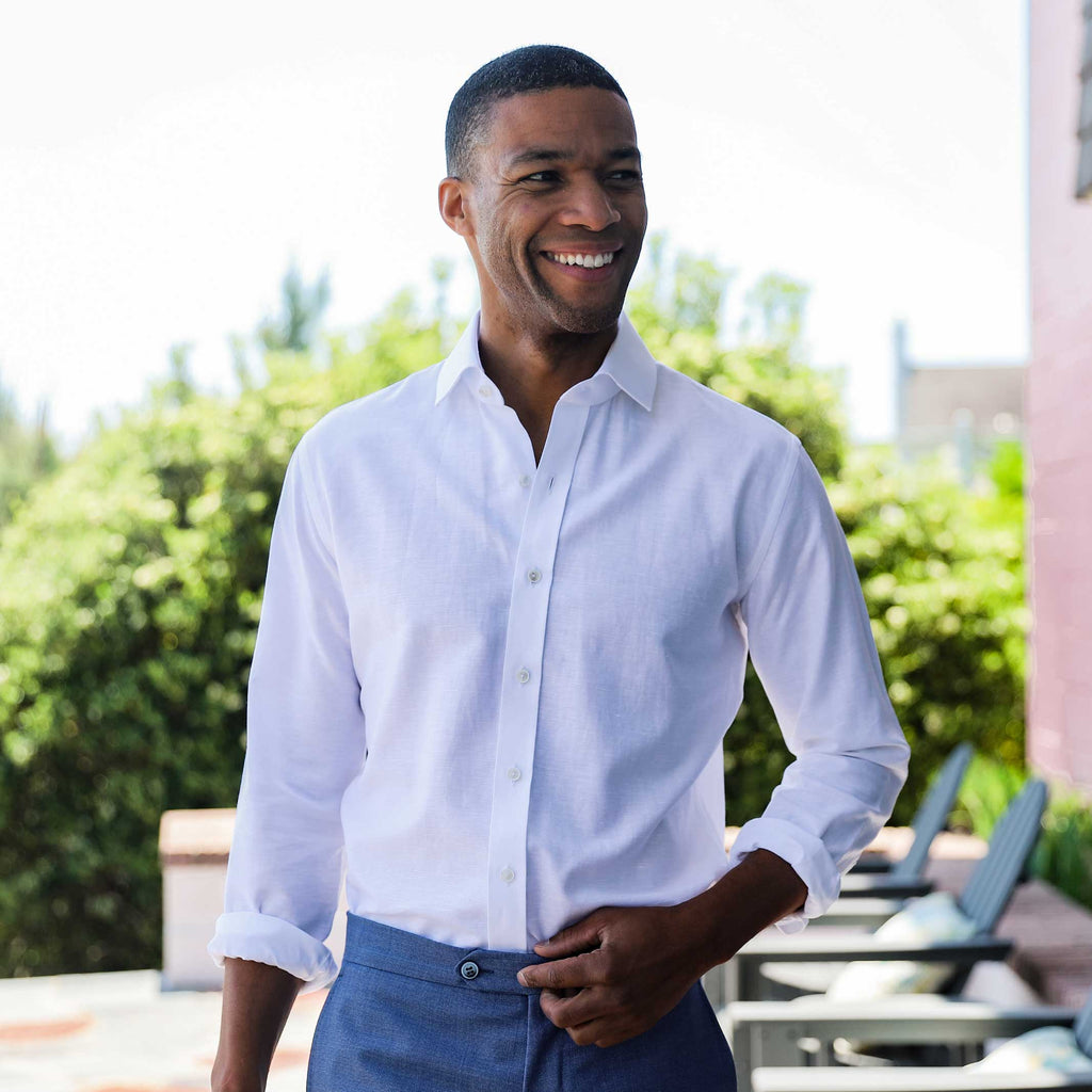 The White Clevenger Cotton Linen Casual Shirt Casual Shirt- Ledbury