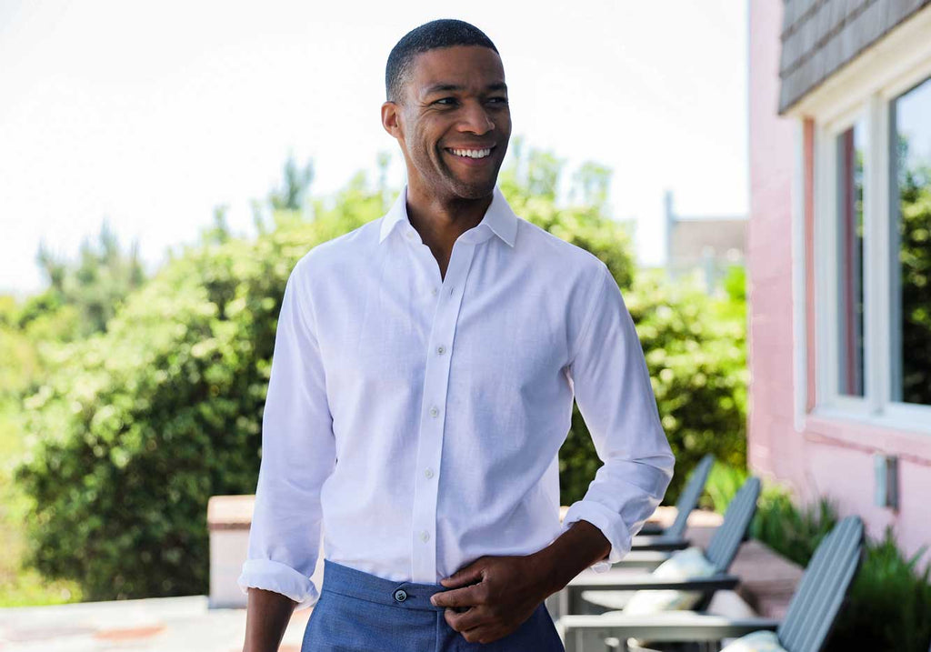 The White Clevenger Cotton Linen Casual Shirt Casual Shirt- Ledbury
