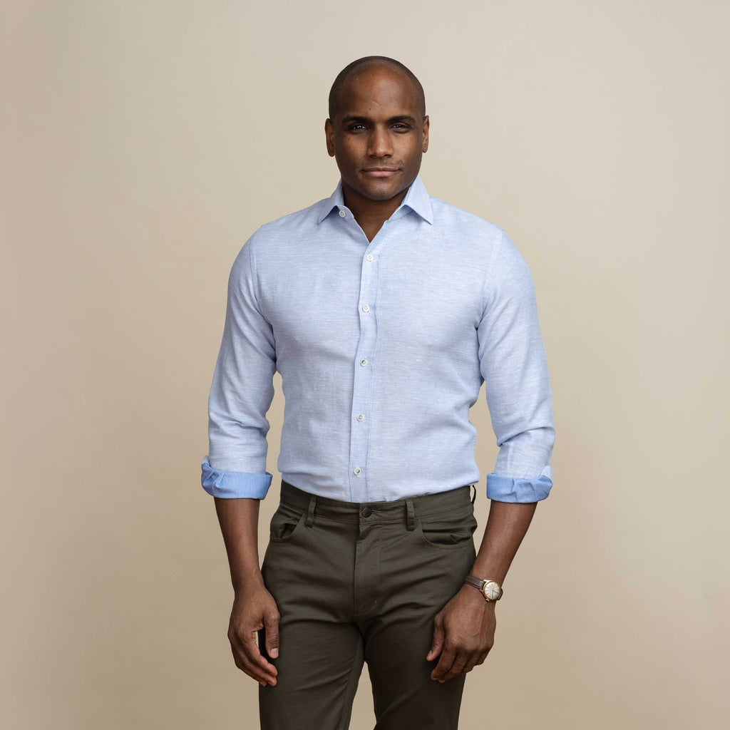 The Light Blue Clevenger Cotton Linen Casual Shirt Casual Shirt- Ledbury