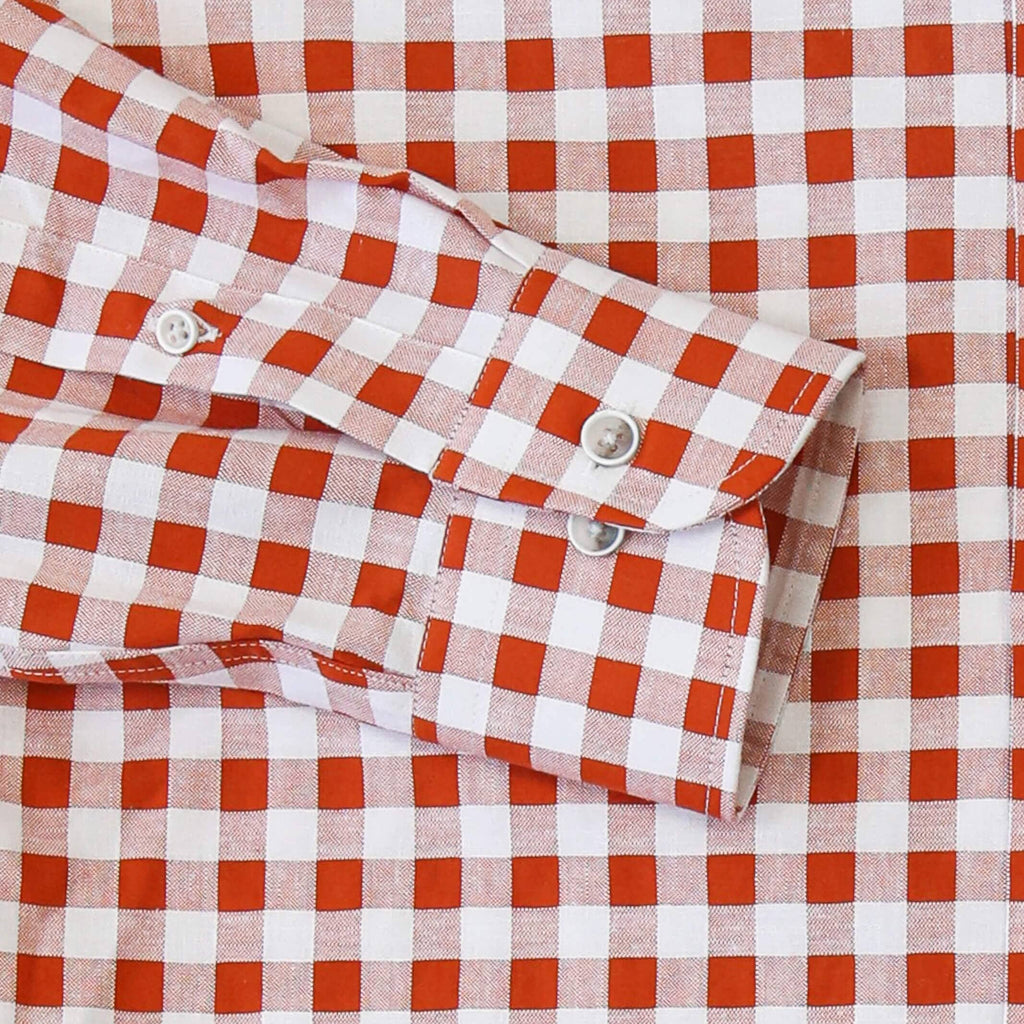 The Orange Coleman Cotton Linen Gingham Custom Shirt Custom Casual Shirt- Ledbury
