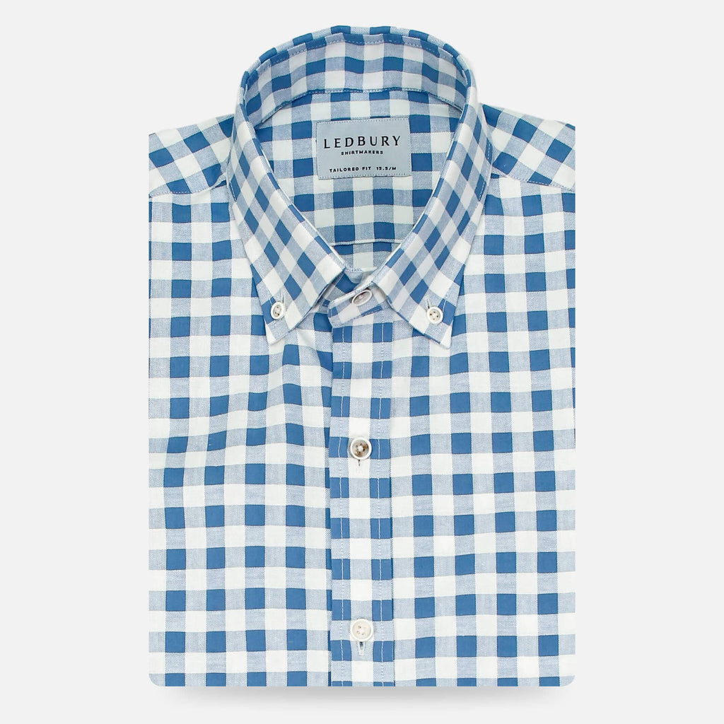 The Blue Coleman Cotton Linen Gingham Custom Shirt Custom Casual Shirt- Ledbury