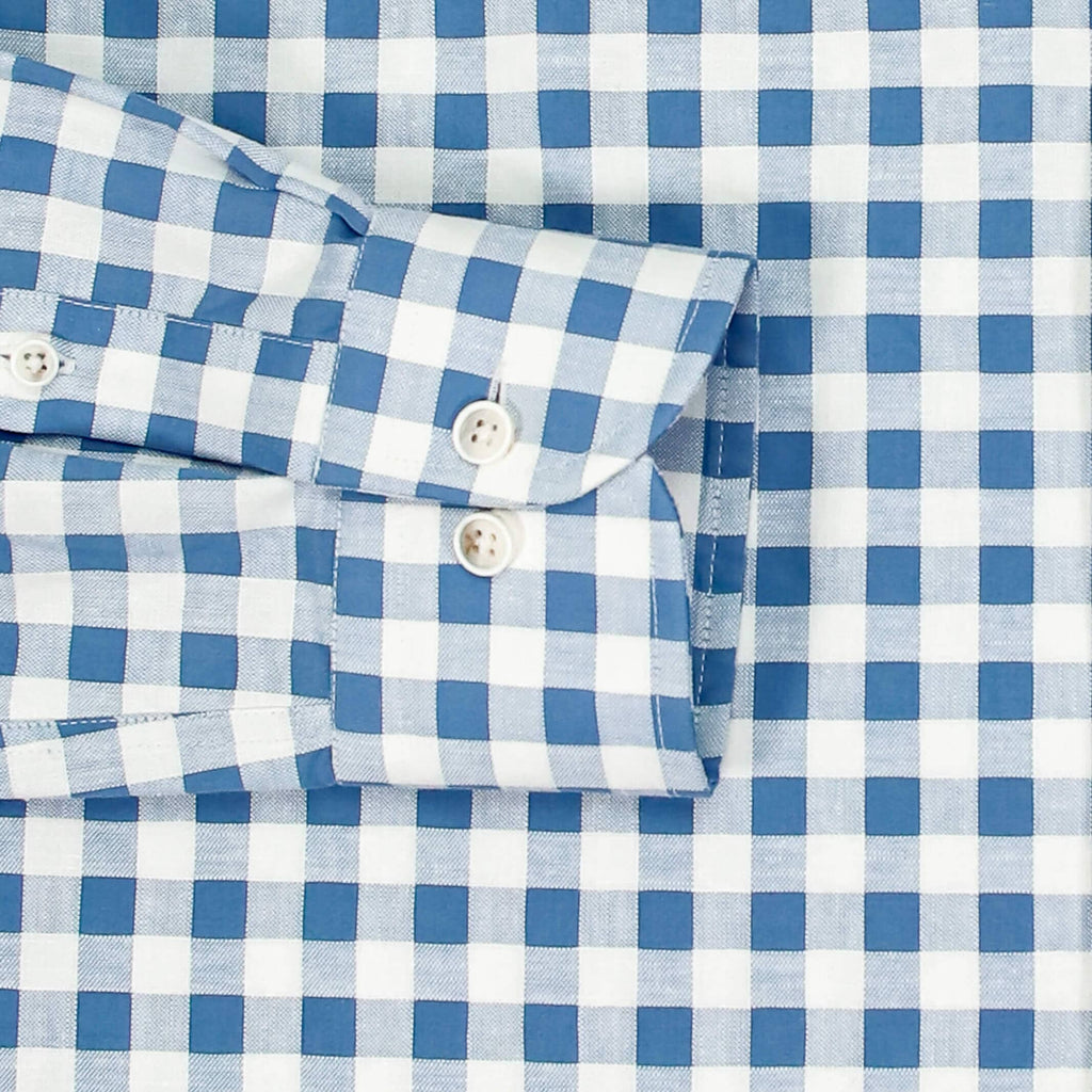 The Blue Coleman Cotton Linen Gingham Custom Shirt Custom Casual Shirt- Ledbury