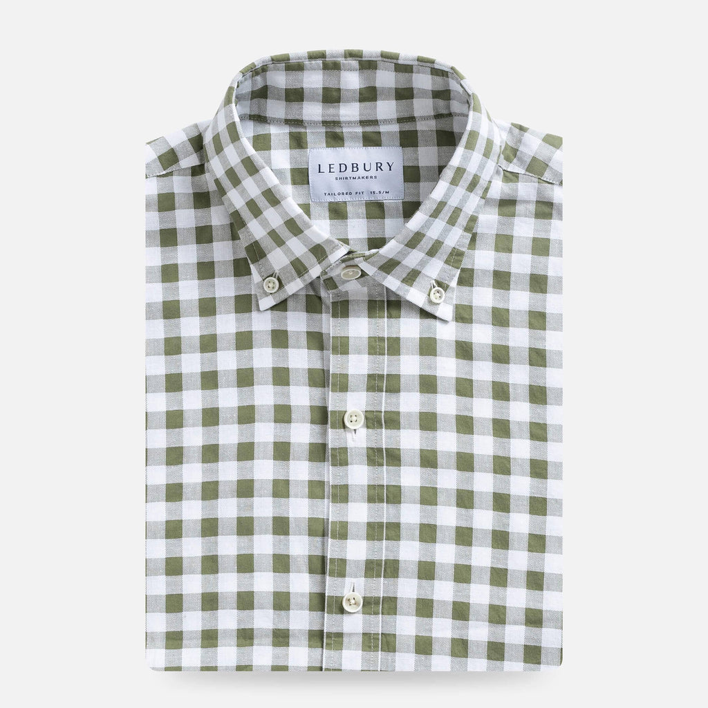 The Dusty Olive Coleman Cotton Linen Gingham Casual Shirt Casual Shirt- Ledbury