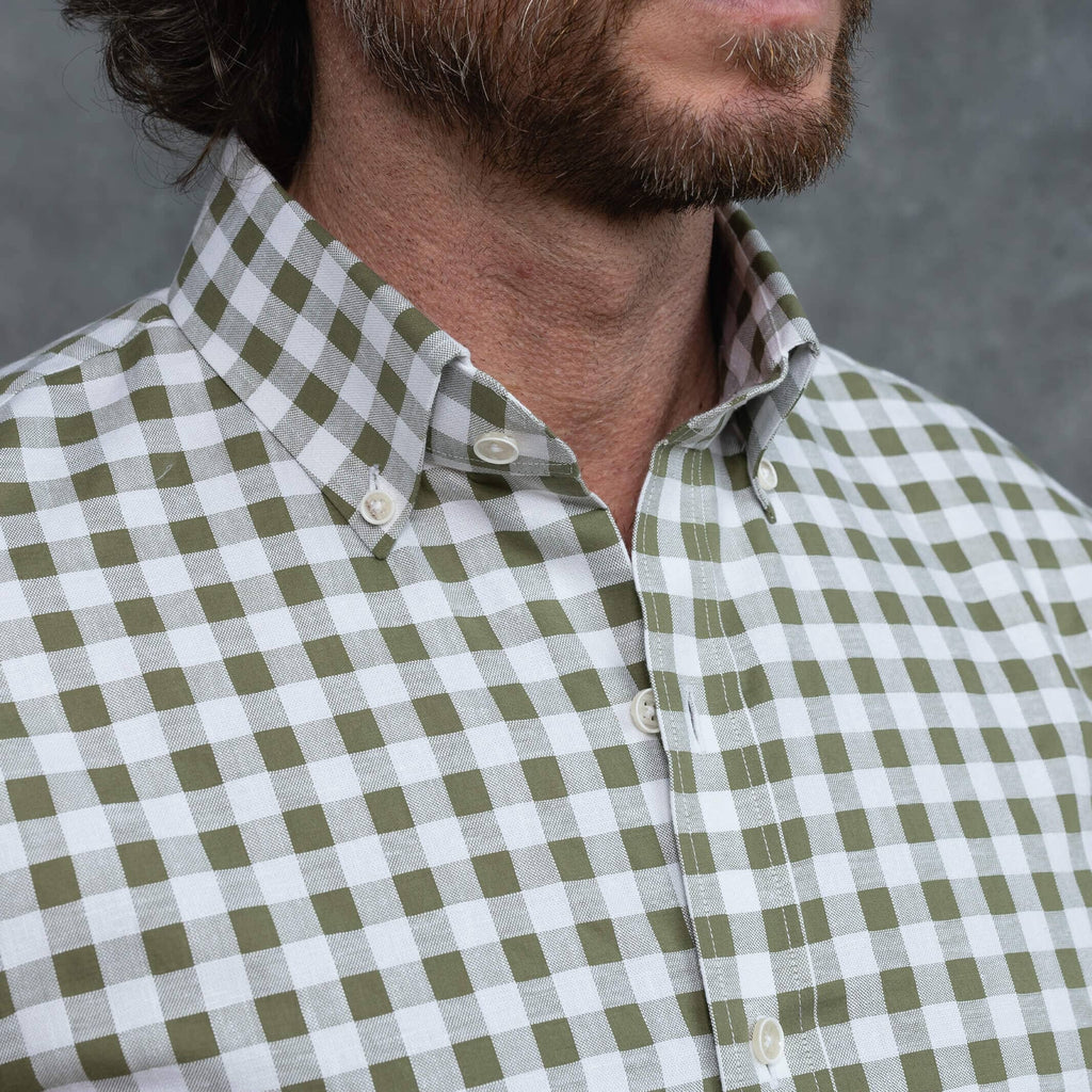 The Dusty Olive Coleman Cotton Linen Gingham Casual Shirt Casual Shirt- Ledbury