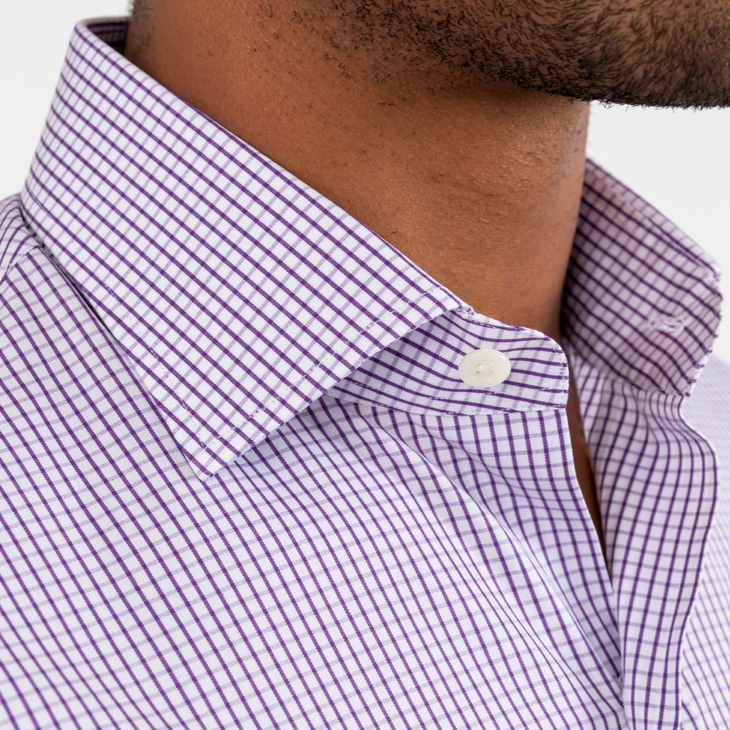The Purple Coleridge Box Check Dress Shirt Dress Shirt- Ledbury