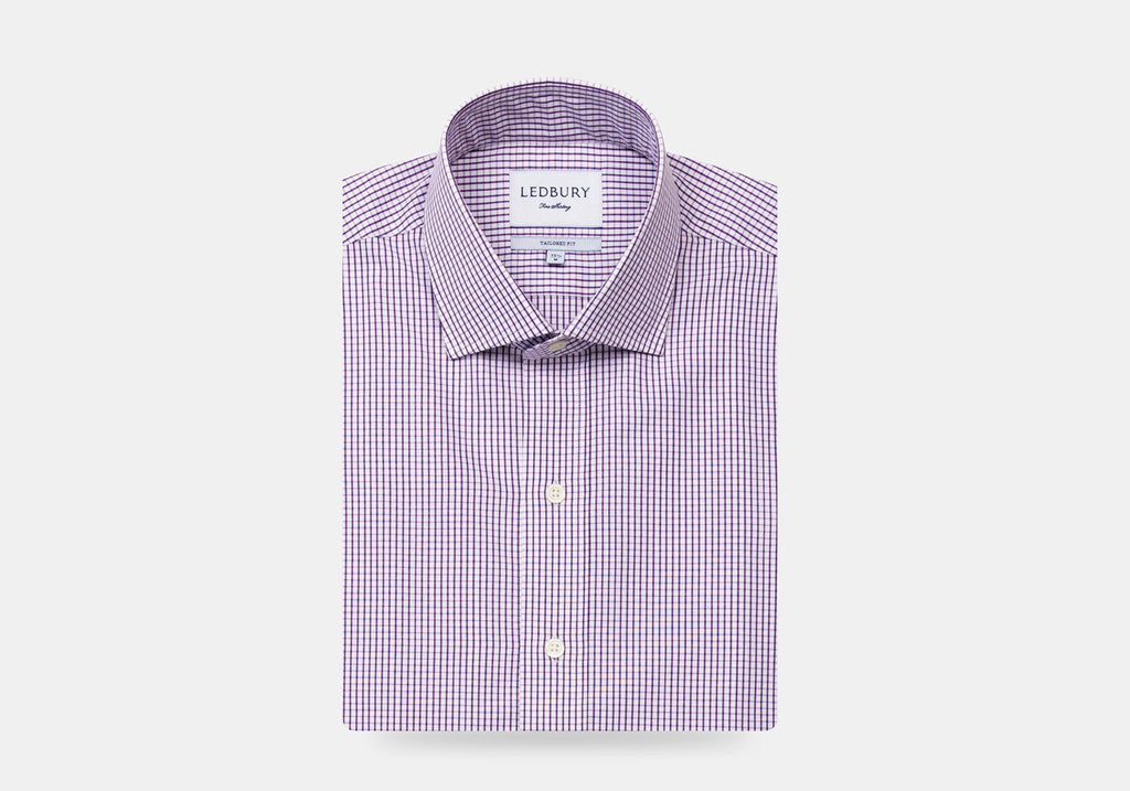 The Purple Coleridge Box Check Dress Shirt Dress Shirt- Ledbury