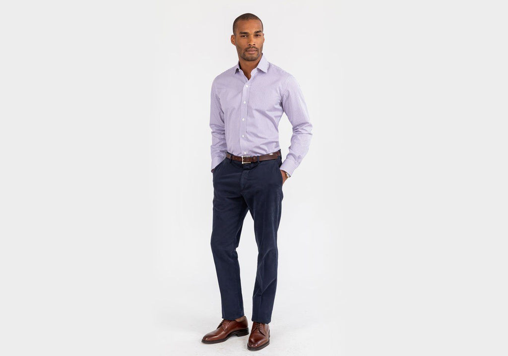 The Purple Coleridge Box Check Dress Shirt Dress Shirt- Ledbury