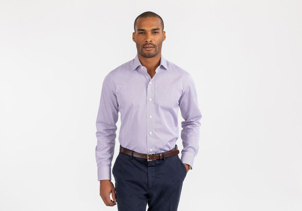 The Purple Coleridge Box Check Dress Shirt Dress Shirt- Ledbury