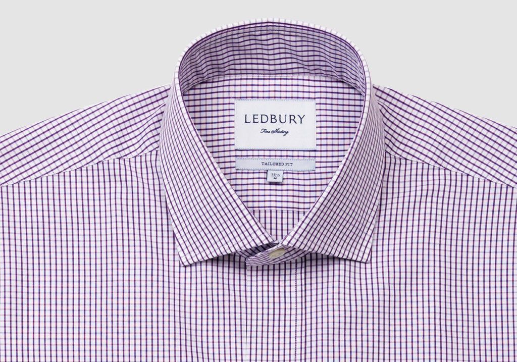 The Purple Coleridge Box Check Dress Shirt Dress Shirt- Ledbury
