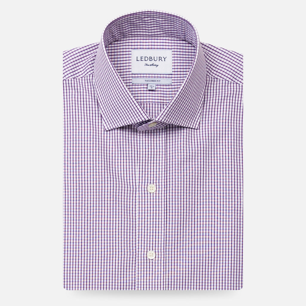The Purple Coleridge Box Check Dress Shirt Dress Shirt- Ledbury