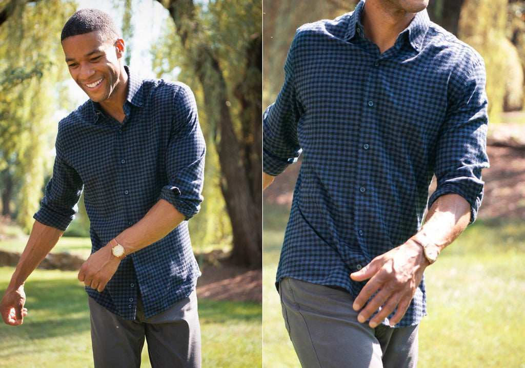 The Navy Corbett Gingham Casual Shirt Casual Shirt- Ledbury
