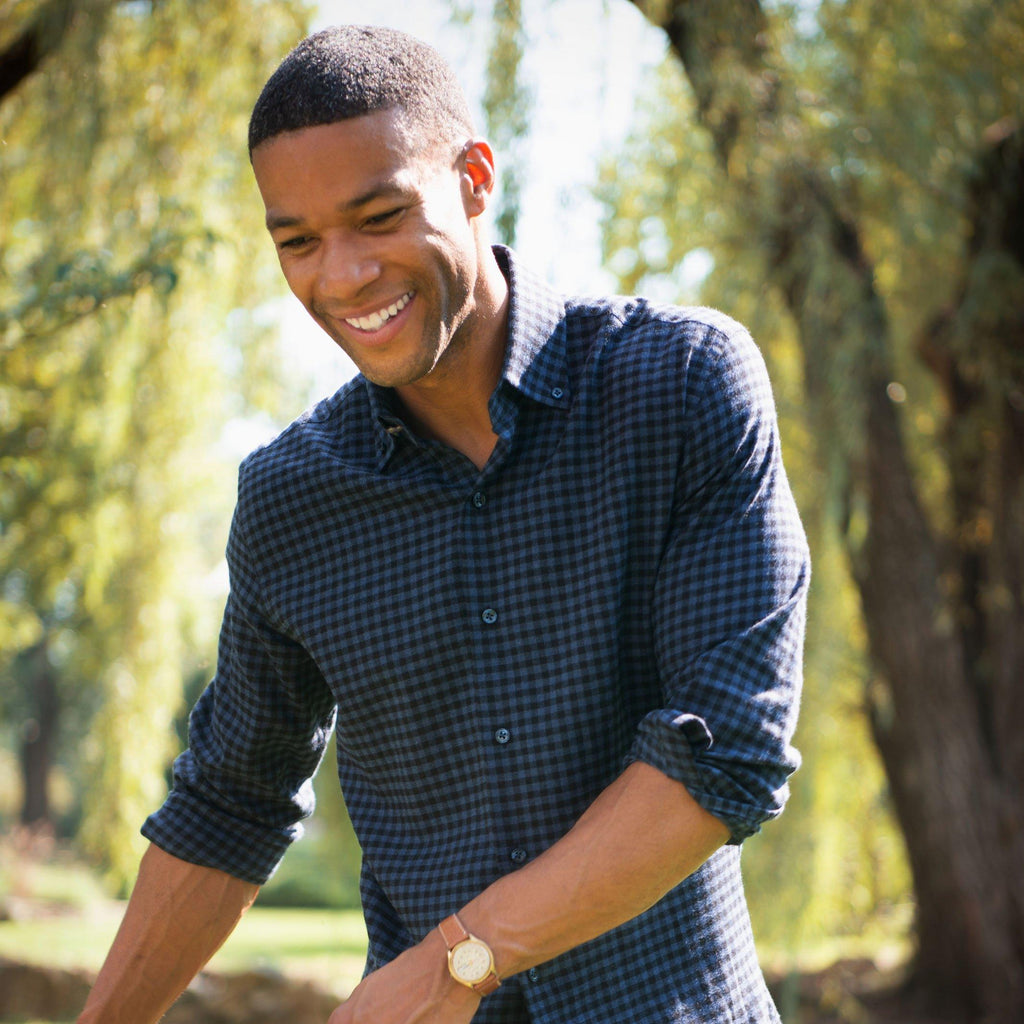 The Navy Corbett Gingham Casual Shirt Casual Shirt- Ledbury