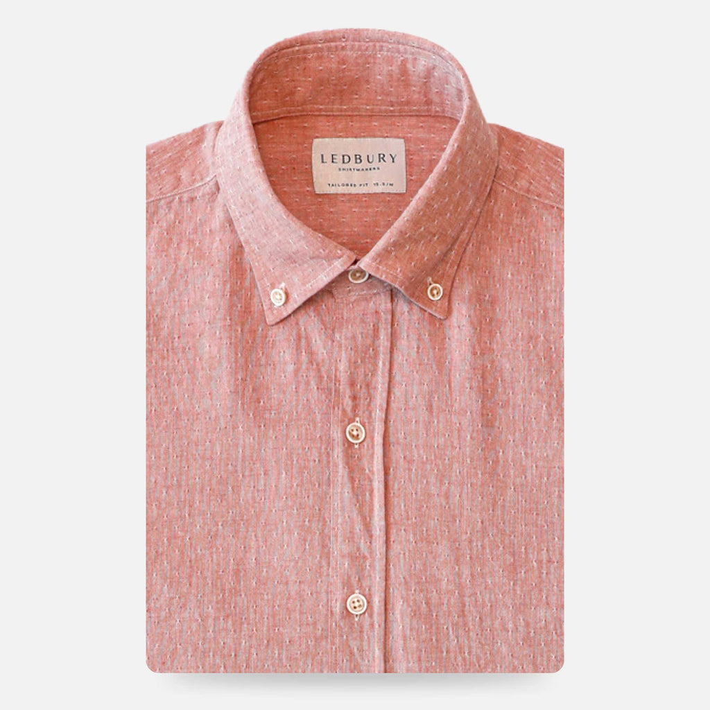The Washed Red Cormac Cotton Linen Dobby Dot Casual Shirt Casual Shirt- Ledbury