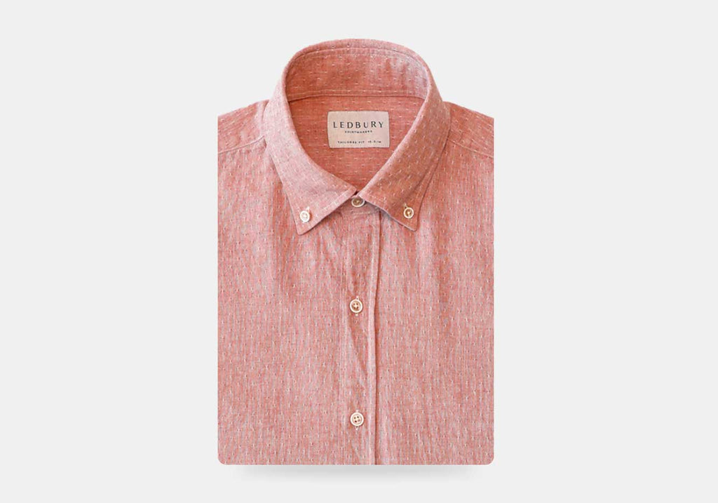 The Washed Red Cormac Cotton Linen Dobby Dot Casual Shirt Casual Shirt- Ledbury