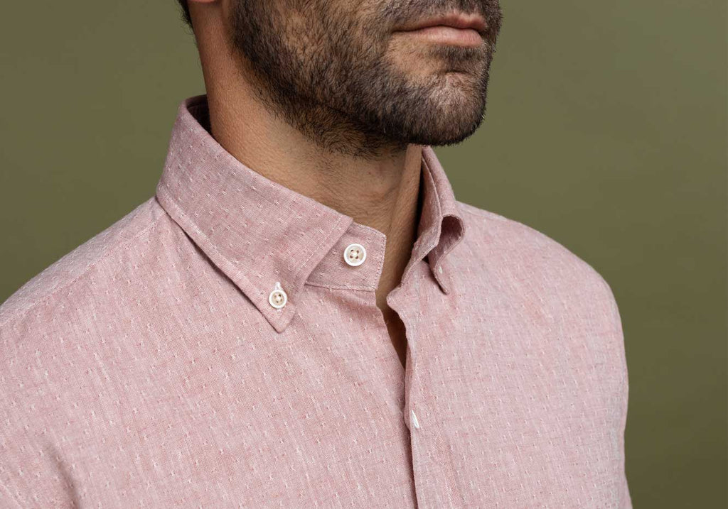 The Washed Red Cormac Cotton Linen Dobby Dot Casual Shirt Casual Shirt- Ledbury