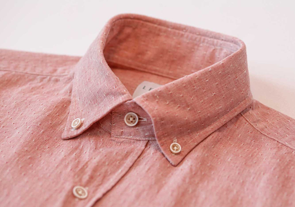 The Washed Red Cormac Cotton Linen Dobby Dot Casual Shirt Casual Shirt- Ledbury