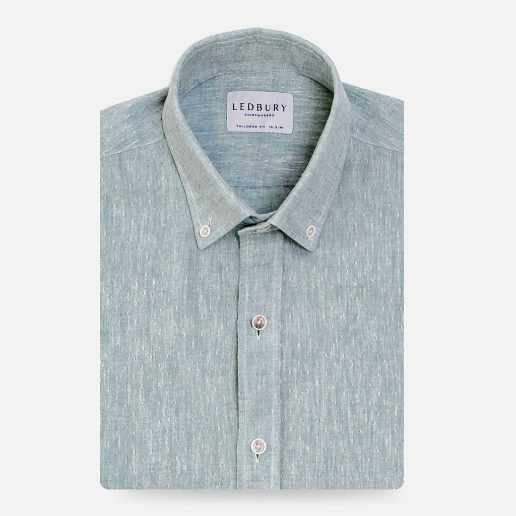 The SAGE Cormac Cotton Linen Dobby Dot Casual Shirt Casual Shirt- Ledbury