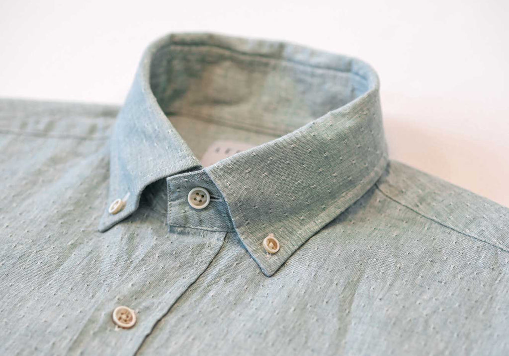 The SAGE Cormac Cotton Linen Dobby Dot Casual Shirt Casual Shirt- Ledbury