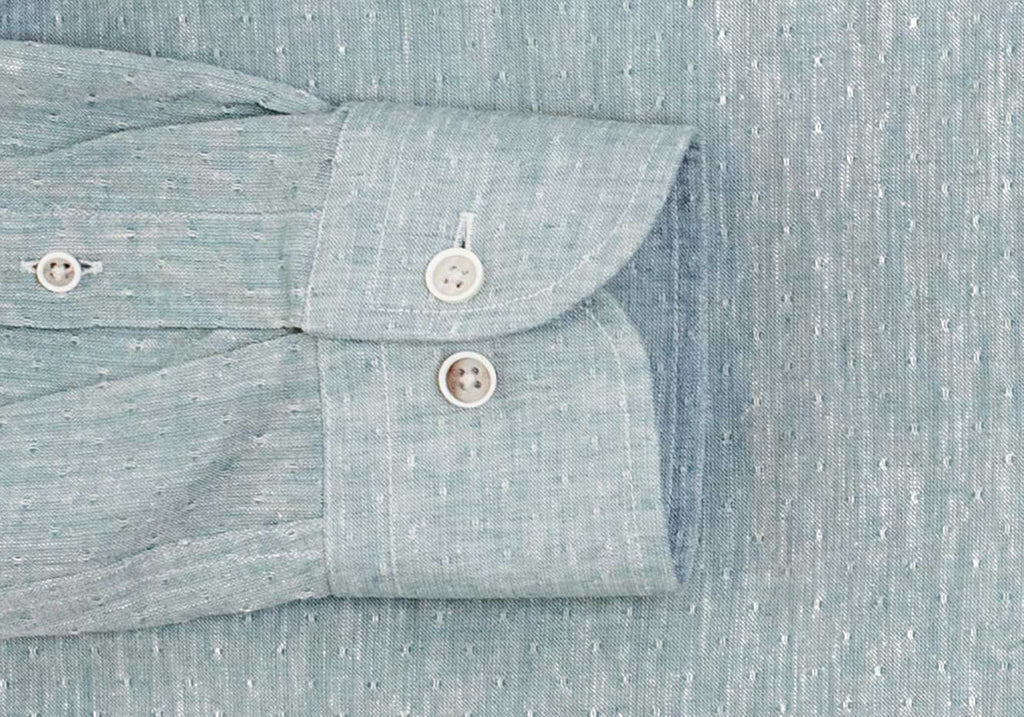 The SAGE Cormac Cotton Linen Dobby Dot Casual Shirt Casual Shirt- Ledbury