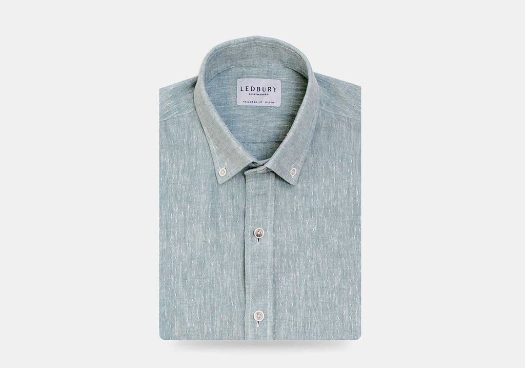 The SAGE Cormac Cotton Linen Dobby Dot Casual Shirt Casual Shirt- Ledbury