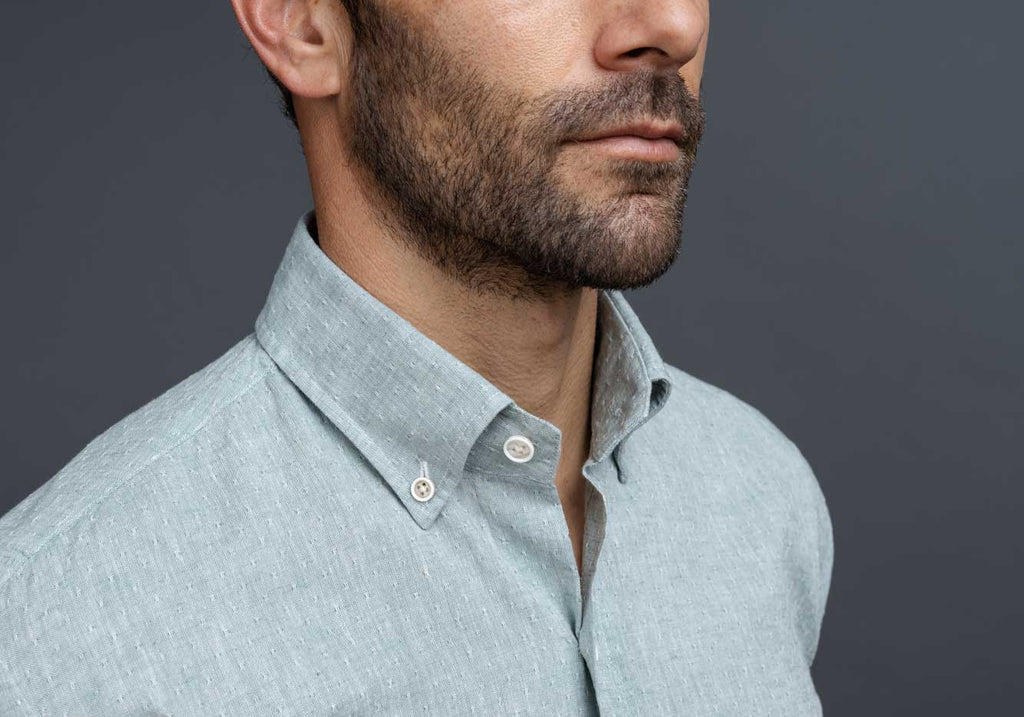 The SAGE Cormac Cotton Linen Dobby Dot Casual Shirt Casual Shirt- Ledbury