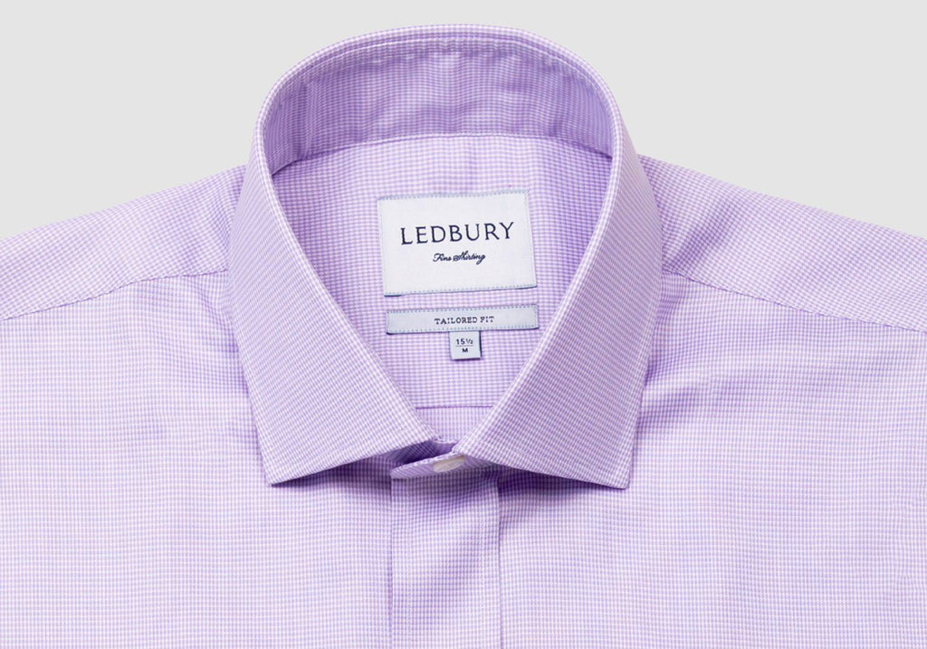 The Lavender Danvers Houndstooth Dress Shirt Dress Shirt- Ledbury