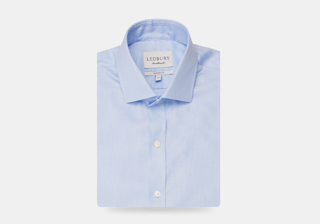The Blue Danvers Houndstooth Dress Shirt Dress Shirt- Ledbury