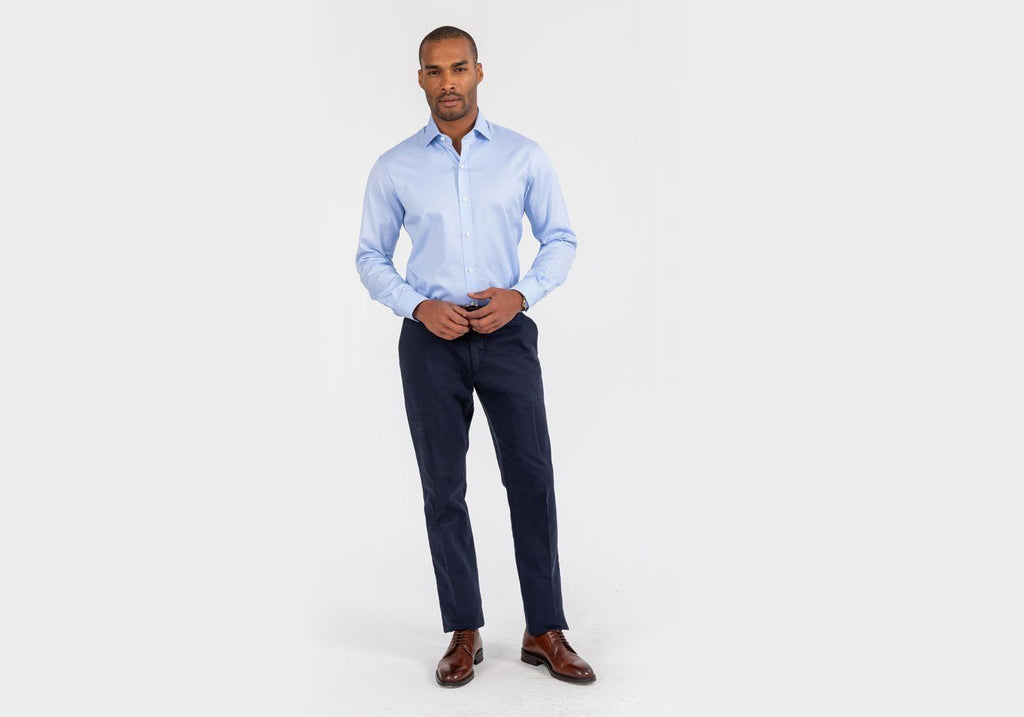 The Blue Danvers Houndstooth Dress Shirt Dress Shirt- Ledbury