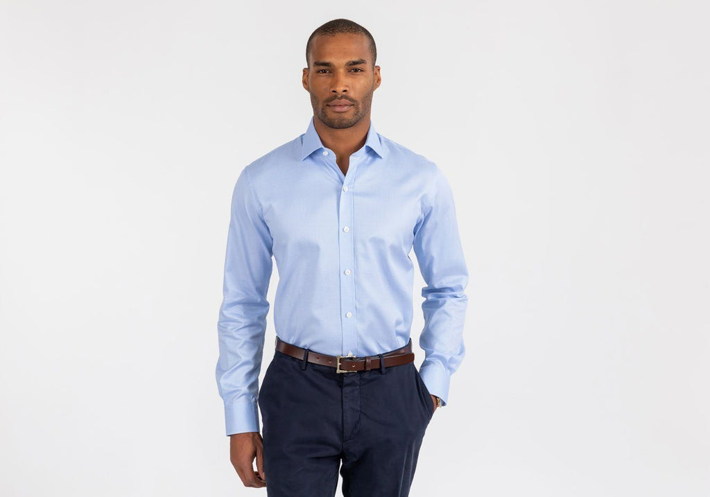 The Blue Danvers Houndstooth Dress Shirt Dress Shirt- Ledbury