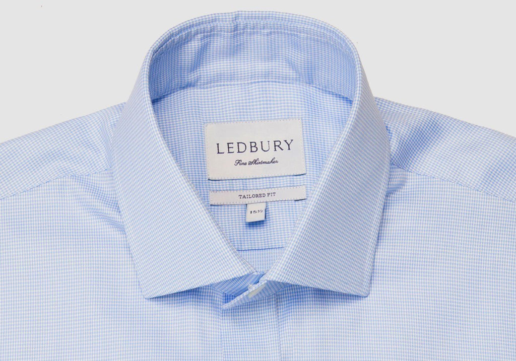 The Blue Danvers Houndstooth Dress Shirt Dress Shirt- Ledbury