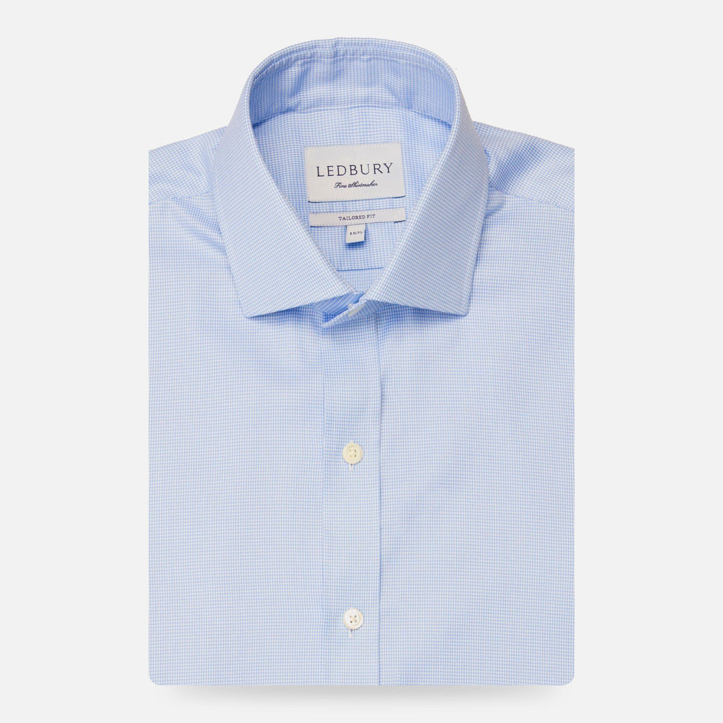 The Blue Danvers Houndstooth Dress Shirt Dress Shirt- Ledbury