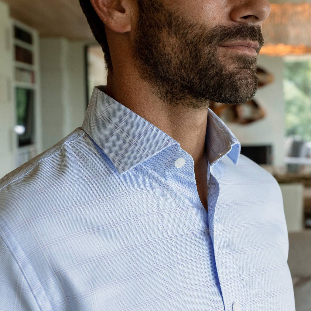 The Lavender Danvers Windowpane Dress Shirt Dress Shirt- Ledbury