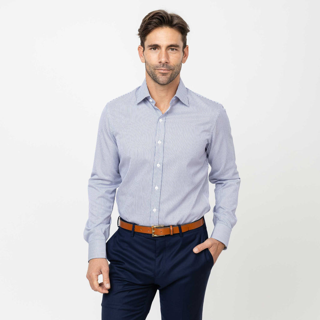 The Dark Blue Grove Stripe Custom Shirt Custom Dress Shirt- Ledbury