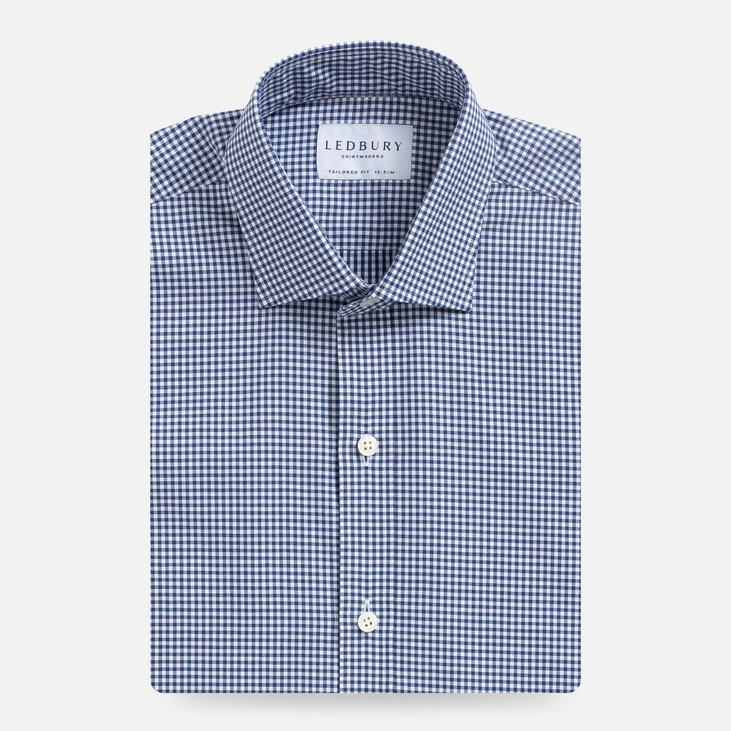 The Navy Dawsom Gingham Dress Shirt Dress Shirt- Ledbury