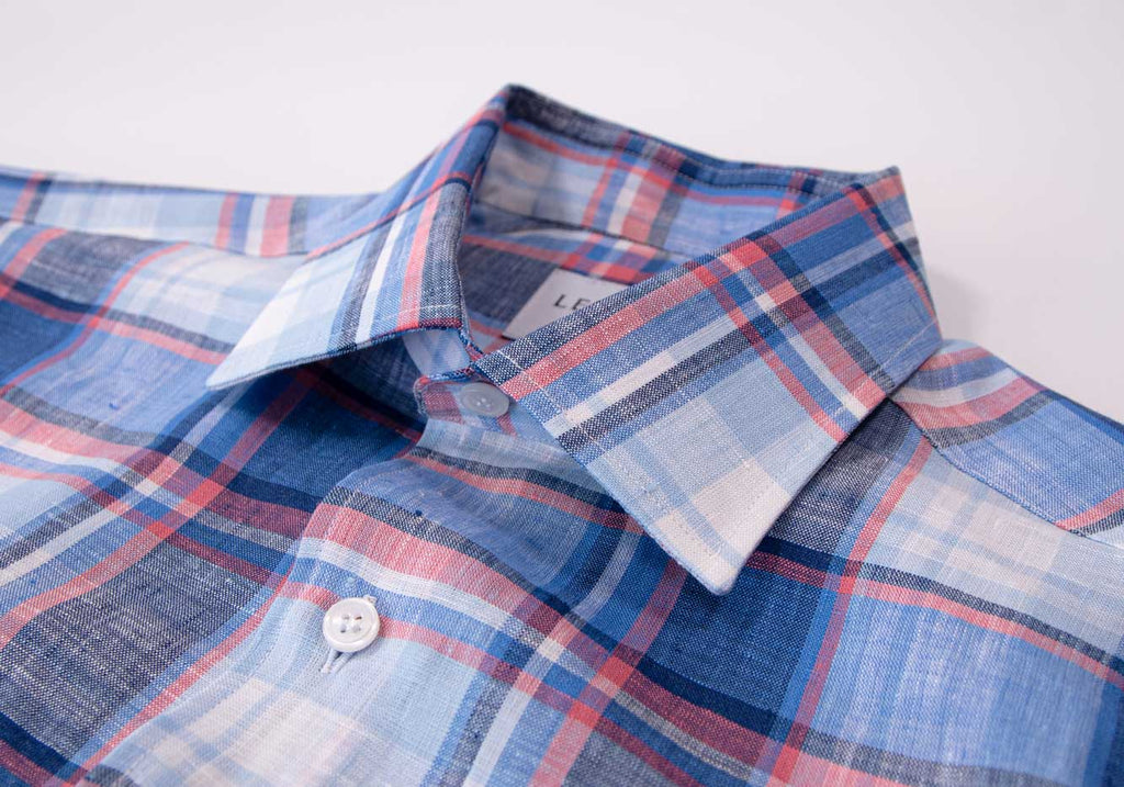 The Cerulean Blue Deacon Linen Plaid Casual Shirt Casual Shirt- Ledbury