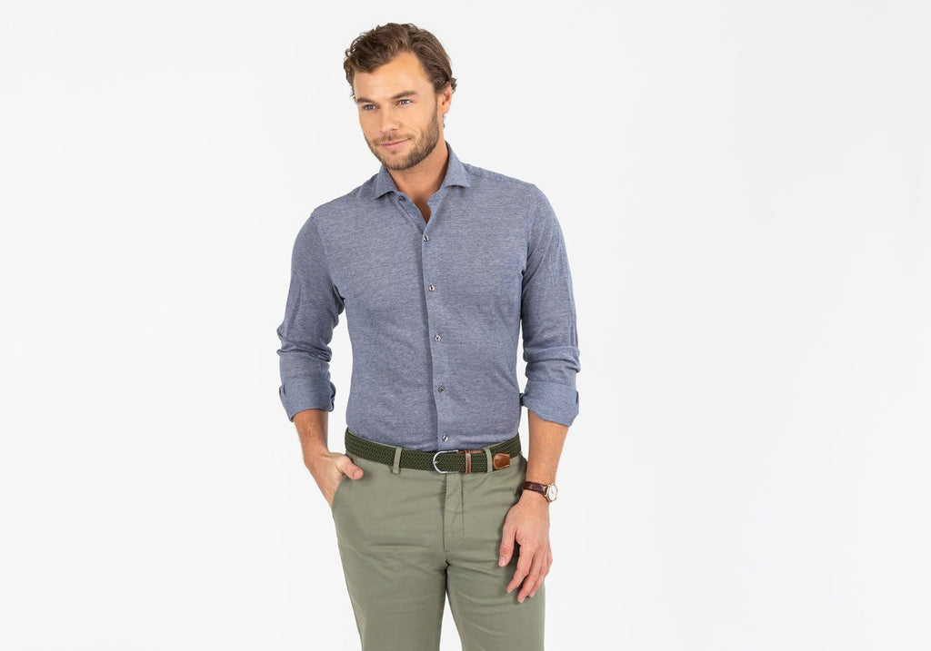 The Deming Birdseye Performance Knit Shirt Casual Shirt- Ledbury