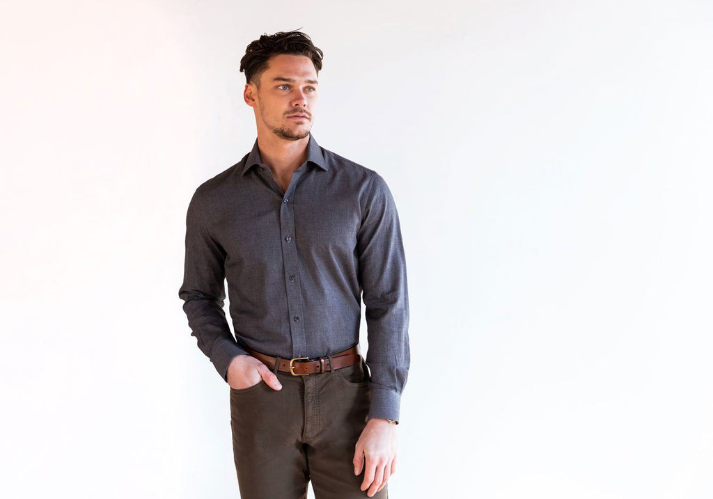 The Charcoal Heather Denbigh Luxe Oxford Casual Shirt Casual Shirt- Ledbury
