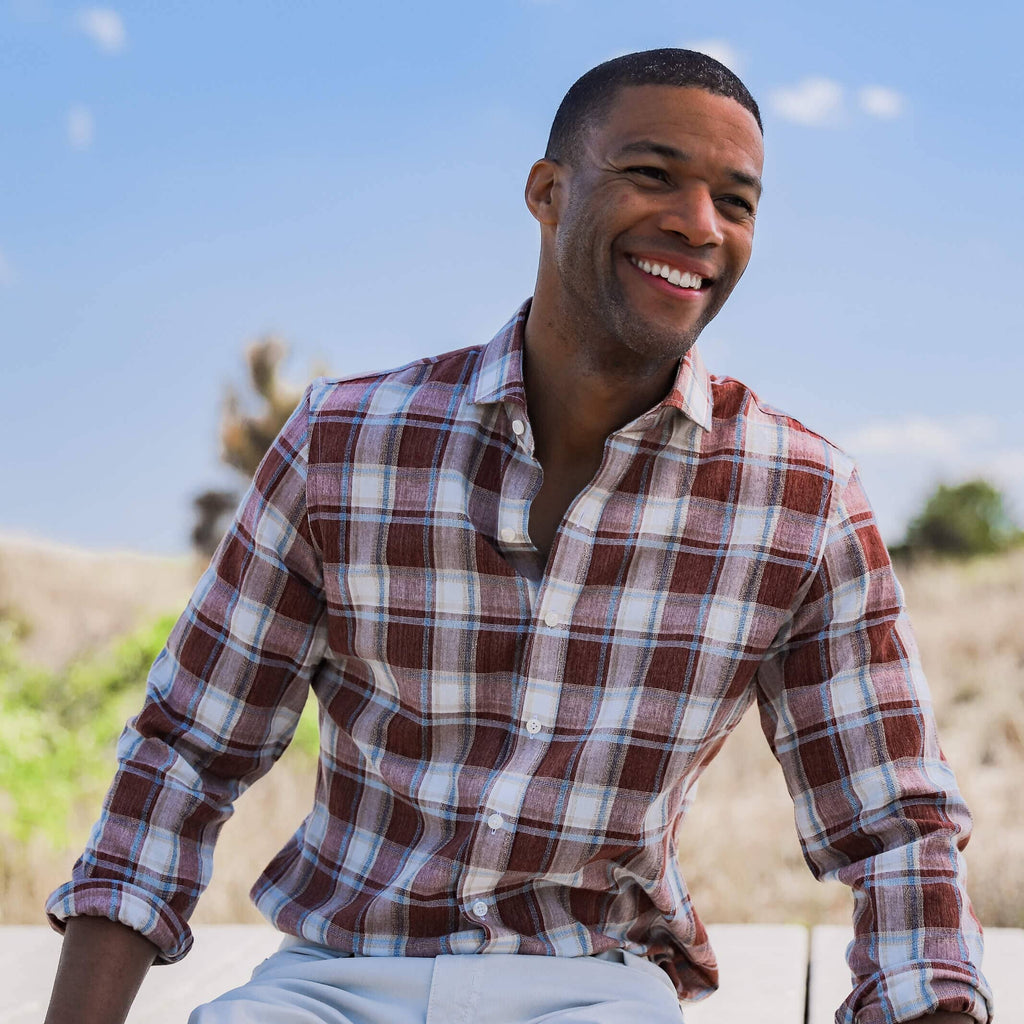 The Brick Red Dorset Plaid Custom Shirt Custom Casual Shirt- Ledbury