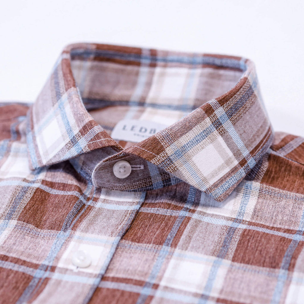 The Brick Red Dorset Plaid Custom Shirt Custom Casual Shirt- Ledbury