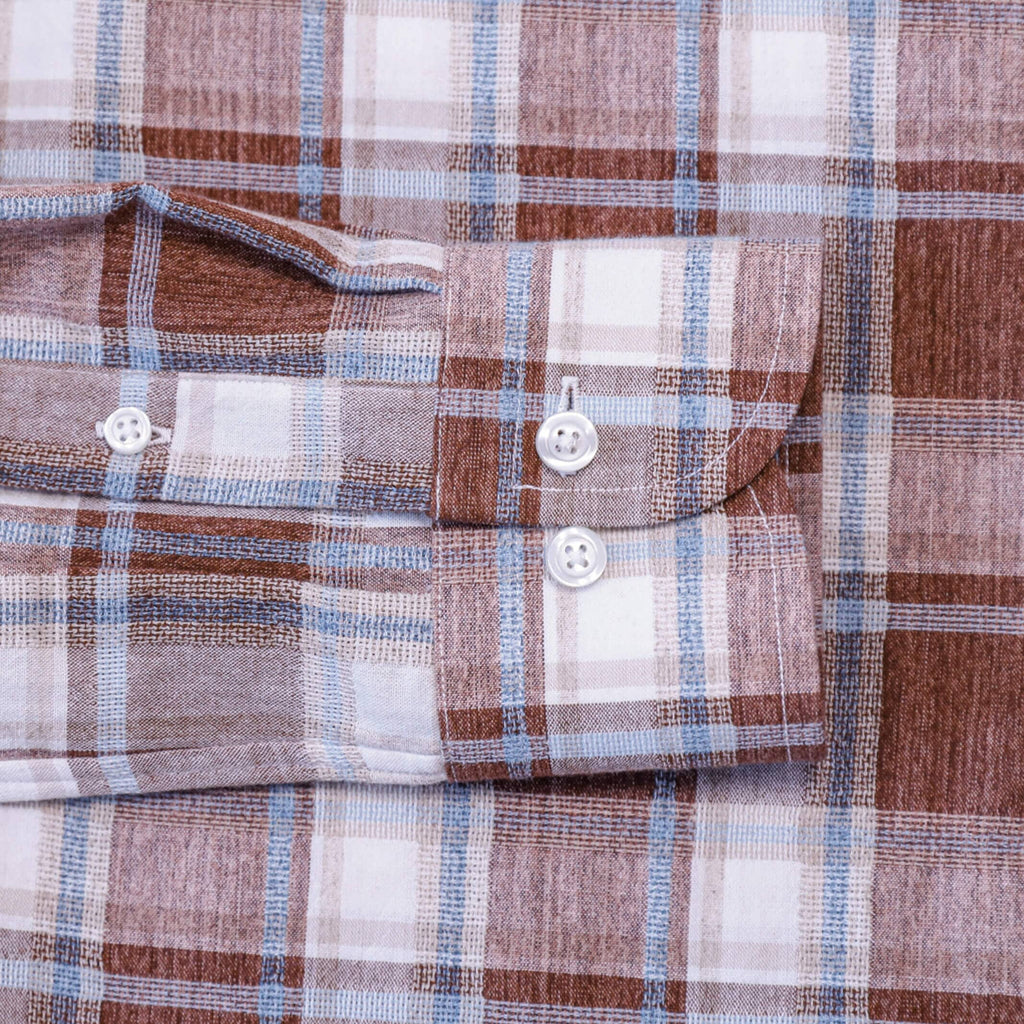 The Brick Red Dorset Plaid Custom Shirt Custom Casual Shirt- Ledbury