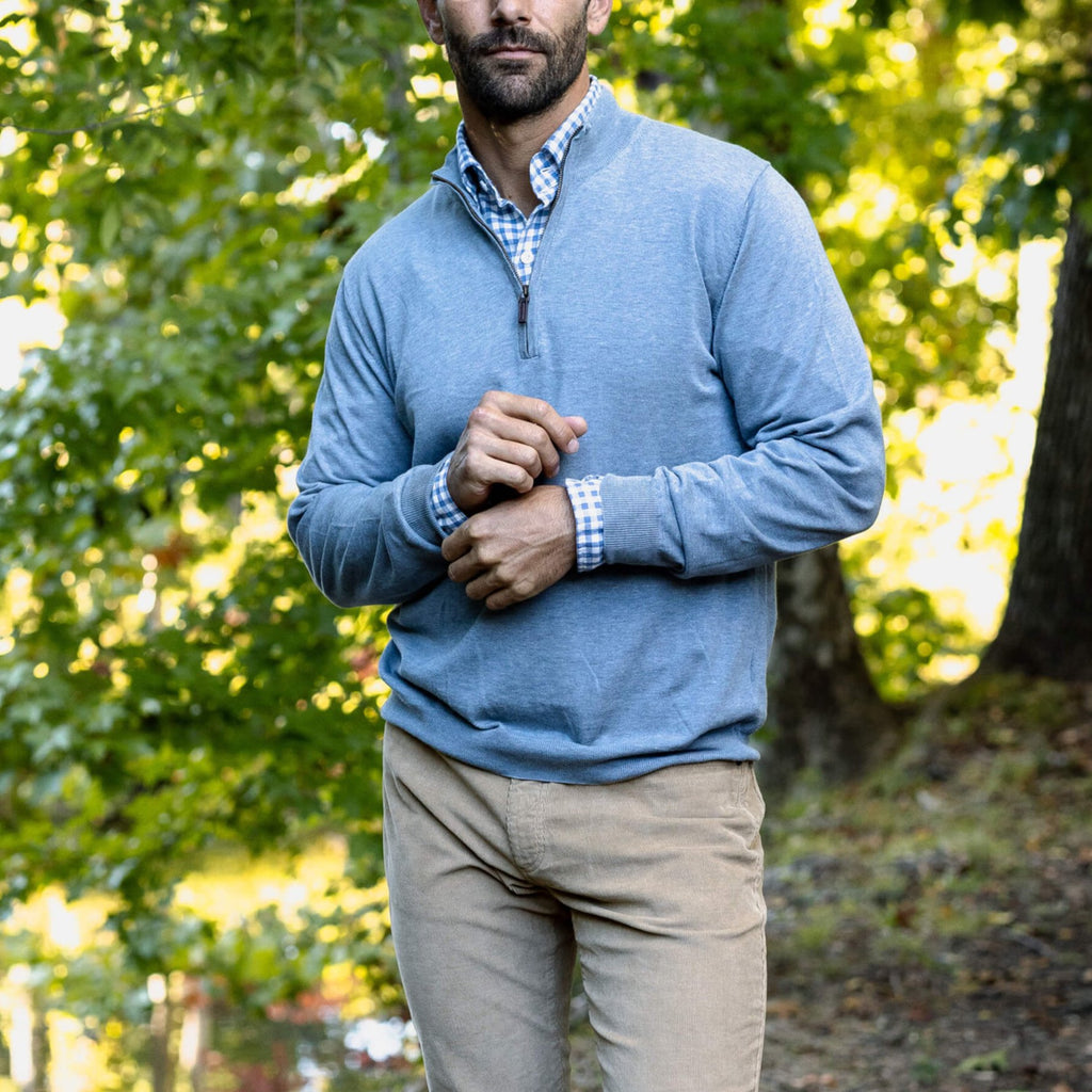 The Slate Blue Heather Easterley Half-Zip Sweater Sweater- Ledbury