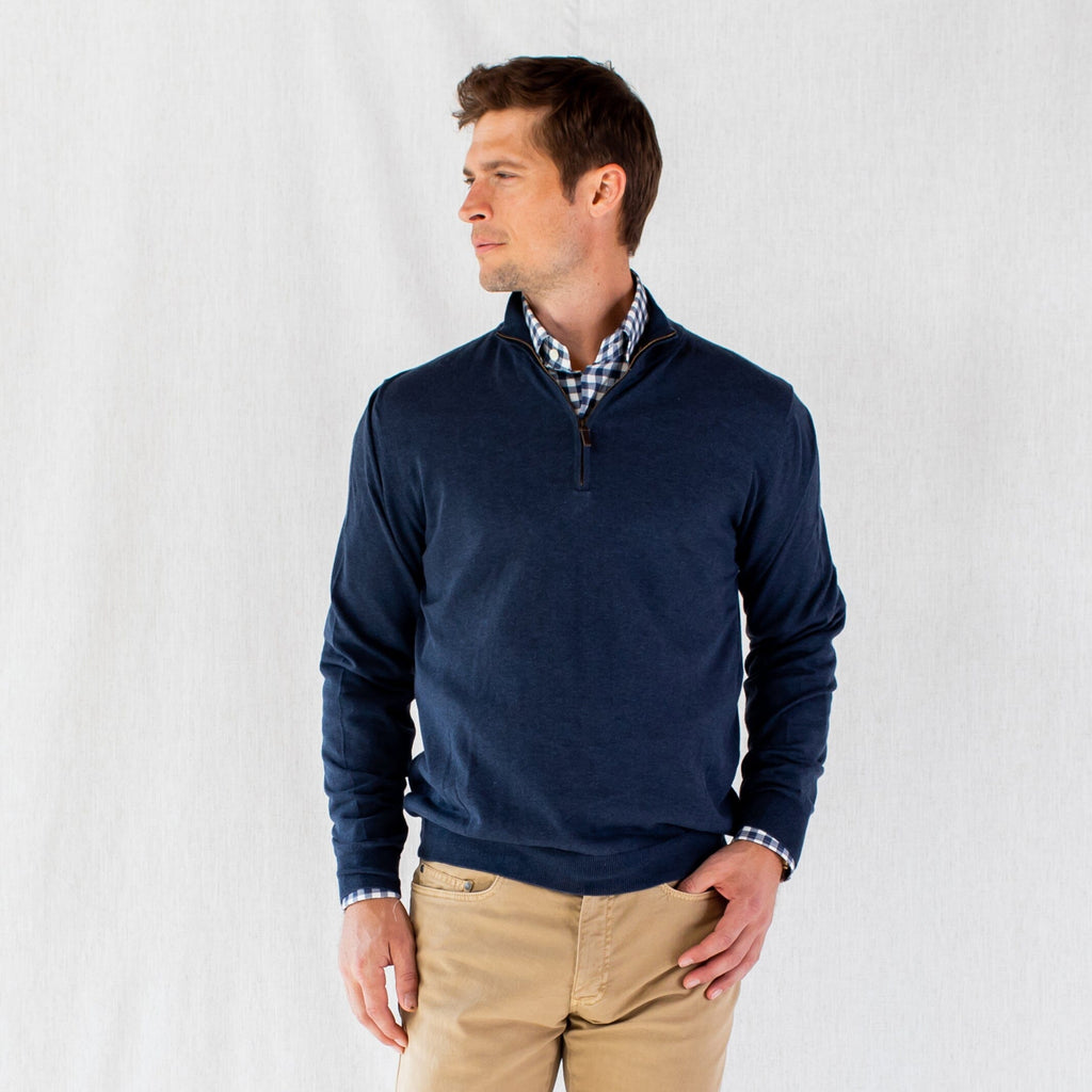 The Cadet Blue Easterley Half-Zip Sweater Sweater- Ledbury